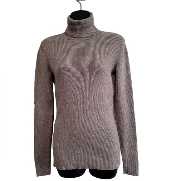Liz Claiborne Tan and Gold Turtleneck LongSleeve Sweater Sz Small - Picture 1 of 7